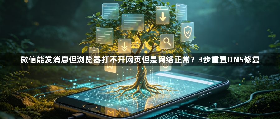 微信能发消息但浏览器打不开网页但是网络正常？3步重置DNS修复1