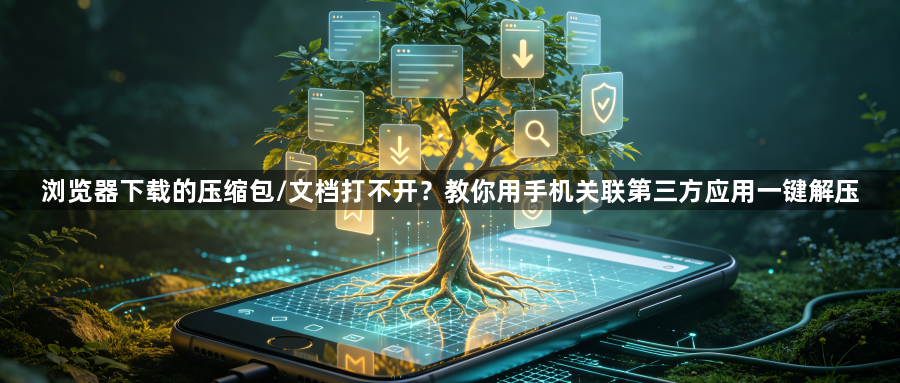 浏览器下载的压缩包/文档打不开？教你用手机关联第三方应用一键解压1